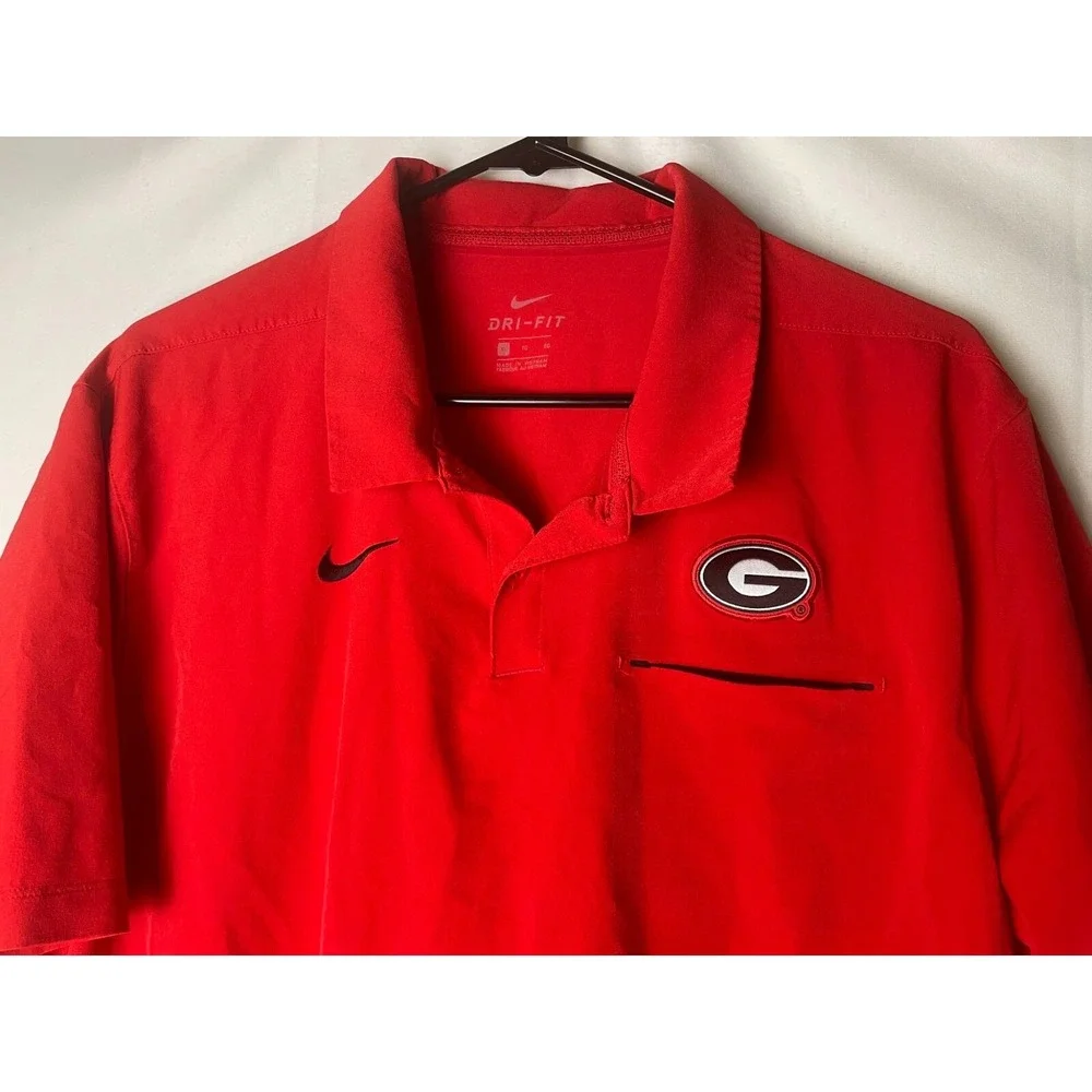 Nike Georgia Bulldogs On Field Pocket Polo Shirt Red Black Size XL